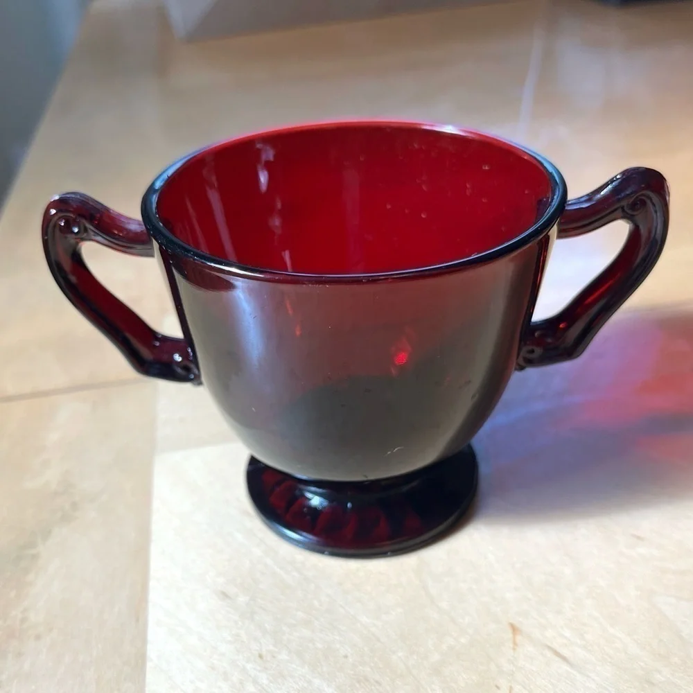 Vintage Anchor Hocking Royql Ruby Red Open Sugar Dish
